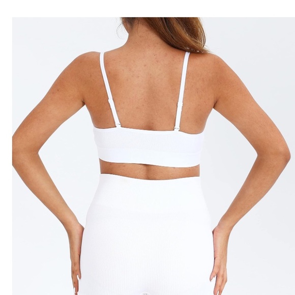 Women White 2 pieces Seamless High Waist Shorts and Bralette Size - Picture 5 of 5